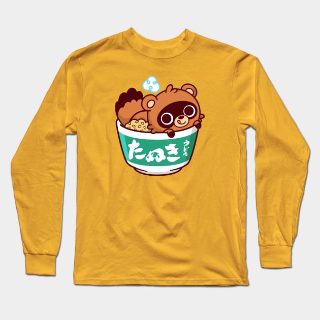 Tanuki Udon Kawaii Long Sleeve T-Shirt by kudasai